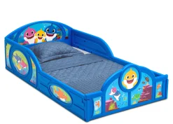 Baby Shark Plastic Sleep and Play Toddler Bed with Attached Guardrails