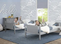 Convertible Twin Bunk Bed with Ladder and Guardrails