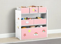 Design & Store 6 Bin Toy Storage Organizer with Interchangeable Patches