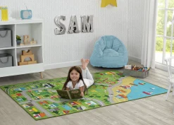Extra Large Road Map Activity Rug for Girls and Boys - 78-inch L x 54-inch W