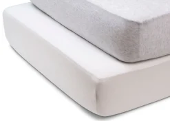Fitted Crib Sheets - 2 Pack, White & Heather Grey