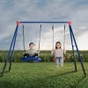 FunZone Outdoor Metal 2-Piece Swing Set - Includes 1 Swing and 1 Disc/Saucer Swing
