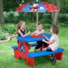 Mickey Mouse 4 Seat Activity Picnic Table with Umbrella and LEGO Compatible Tabletop
