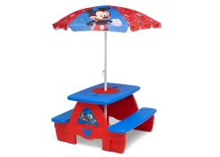 Mickey Mouse 4 Seat Activity Picnic Table with Umbrella and LEGO Compatible Tabletop
