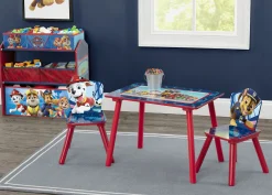 Nick Jr. PAW Patrol 4-Piece Playroom Solution – Set Includes Table and 2 Chairs and 6-Bin Toy Organizer