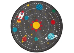 Outer Space Round Area Rug for Kids, 39-Inch