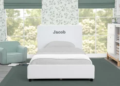 Personalized Upholstered Twin Bed with Headboard