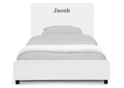 Personalized Upholstered Twin Bed with Headboard