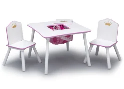 Princess Crown Kids Chair Set and Table, White/Pink