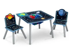 Space Adventures Kids Wood Table and Chair Set with Storage