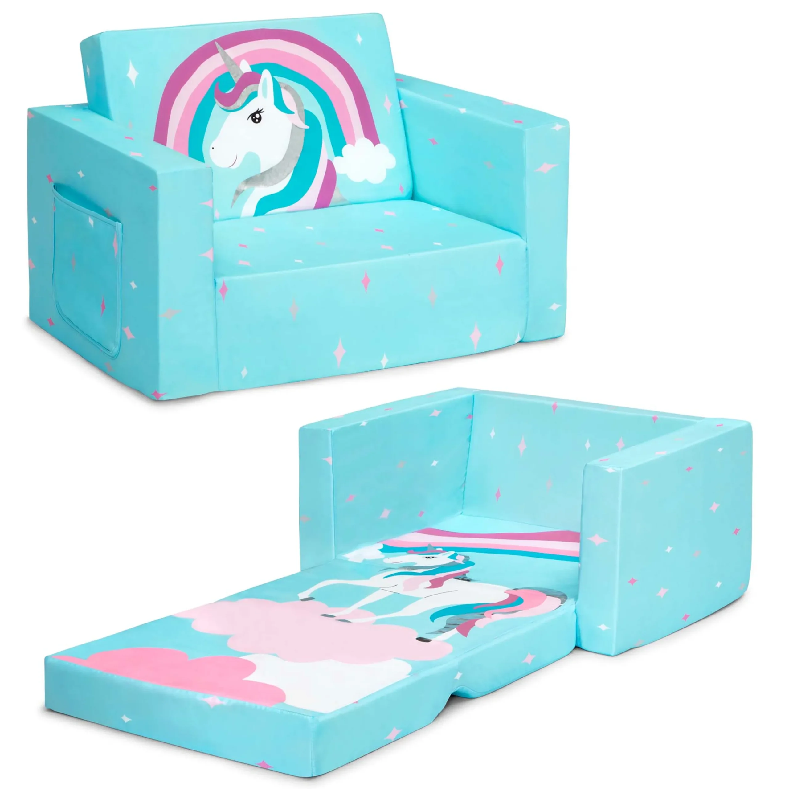 Unicorn Cozee Flip Out Chair - 2-in-1 Convertible Chair to Lounger for Kids