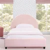 Upholstered Twin Bed with Round Headboard