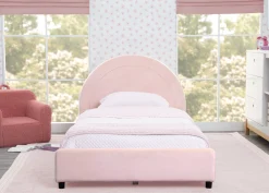 Upholstered Twin Bed with Round Headboard