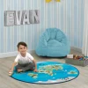 World Map Round Area Rug for Kids, 39-Inch